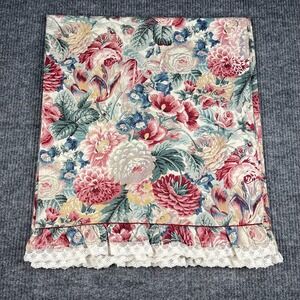 Vtg Cannon Flat Sheet Percale Floral Dahlia Garden Lace Cottagecore Made in USA